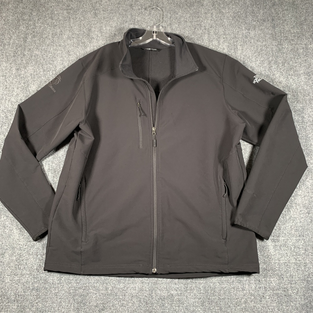 The North Face WindWall Jacket Mens XL Black Softshell Full Zip Omaha Logo